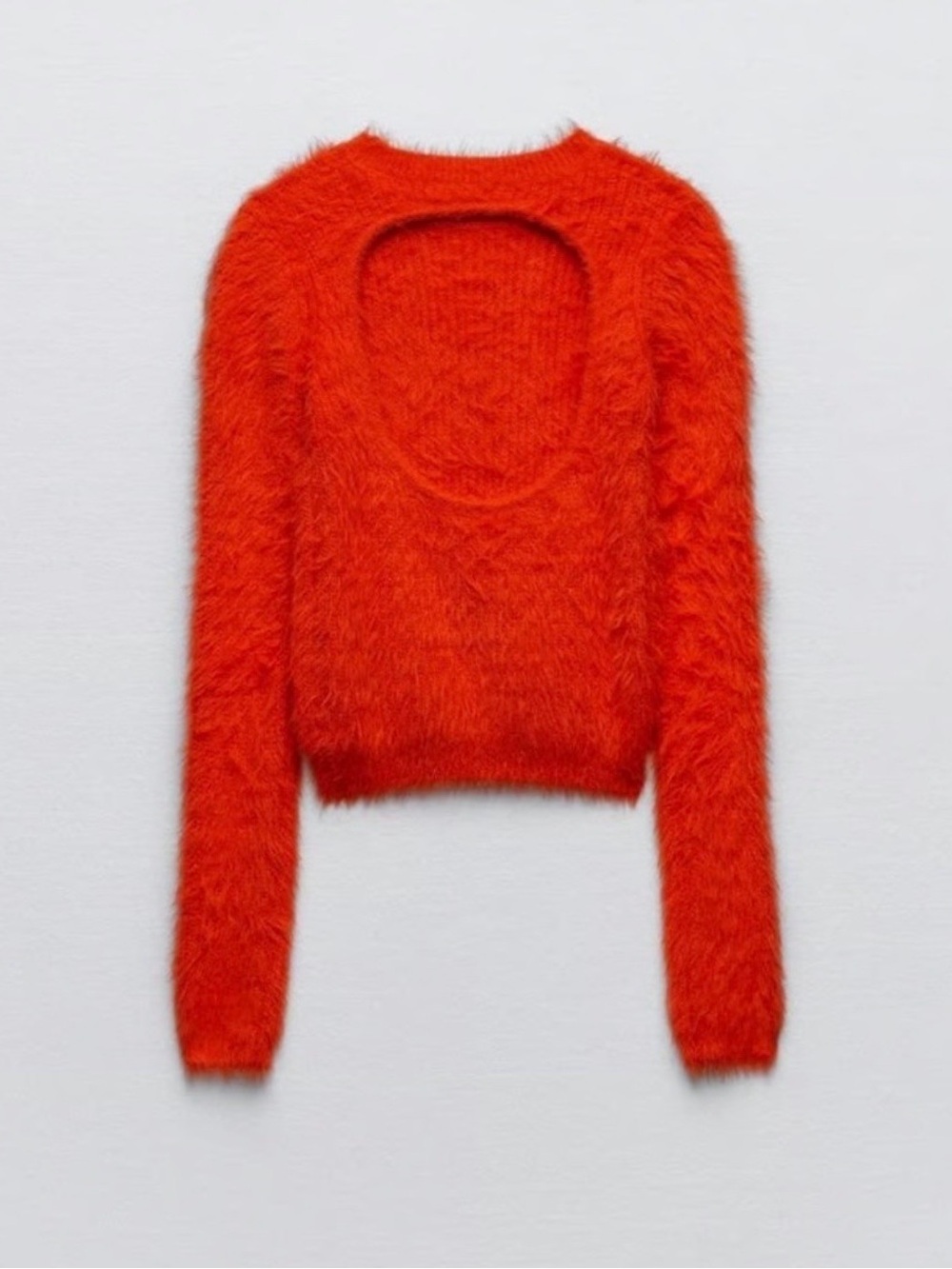 Zara Cut Out Back sweater Poppy Red open Back sz L